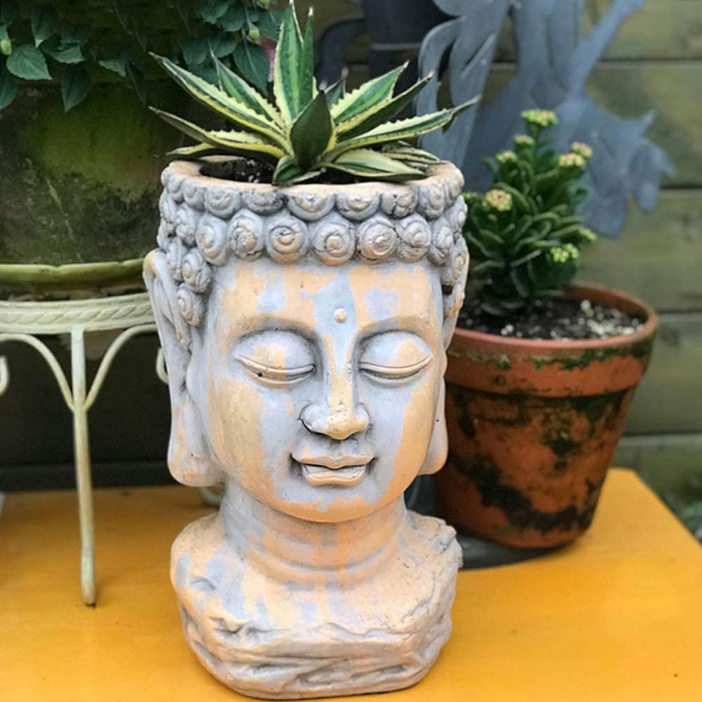 Blue Buddha head planter