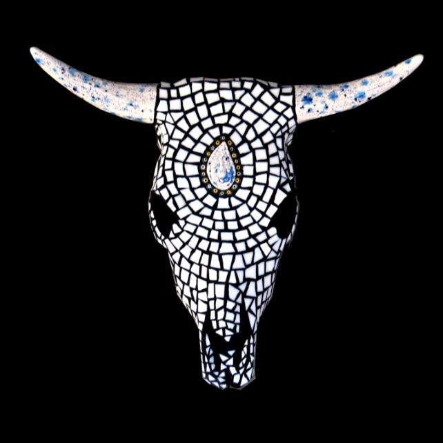 Mosaic cow skull