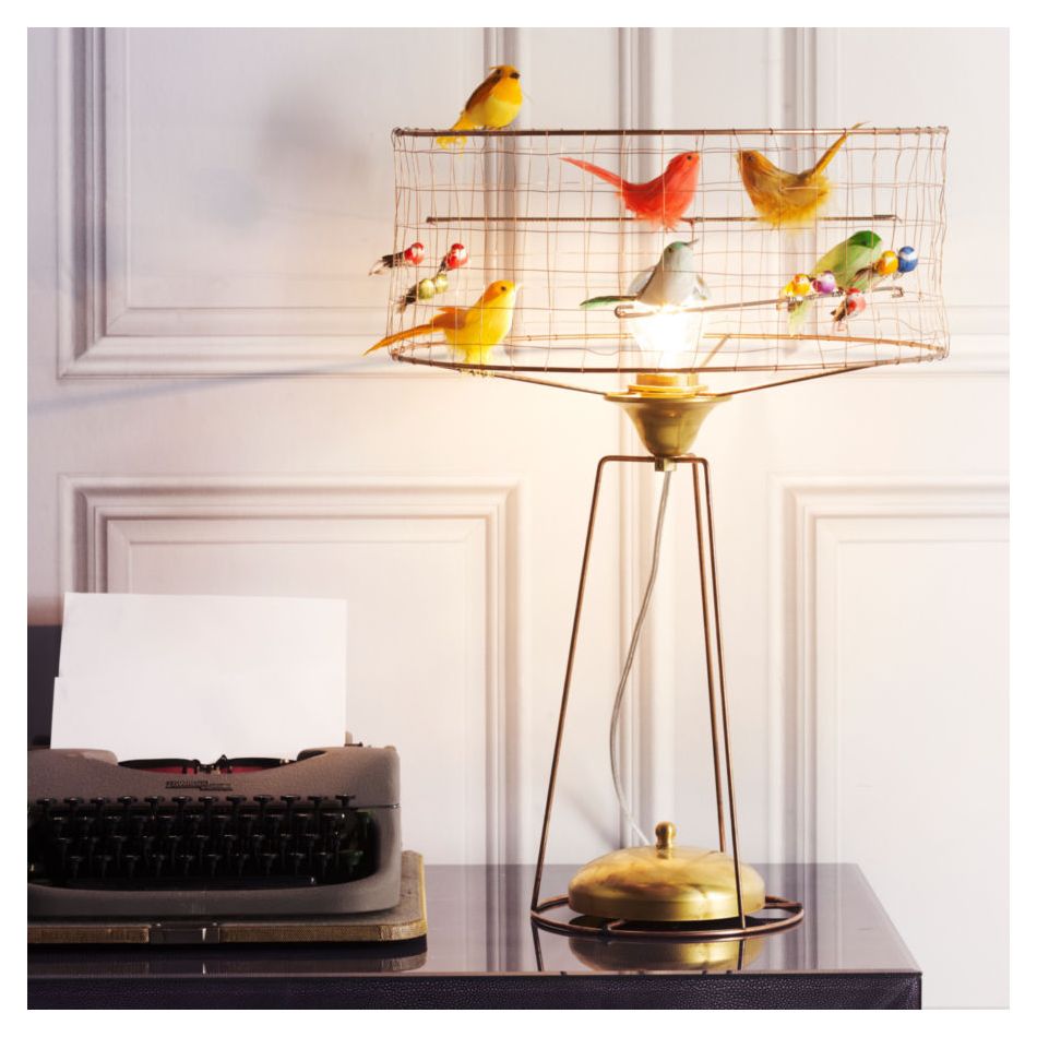 Bird cage table lamp