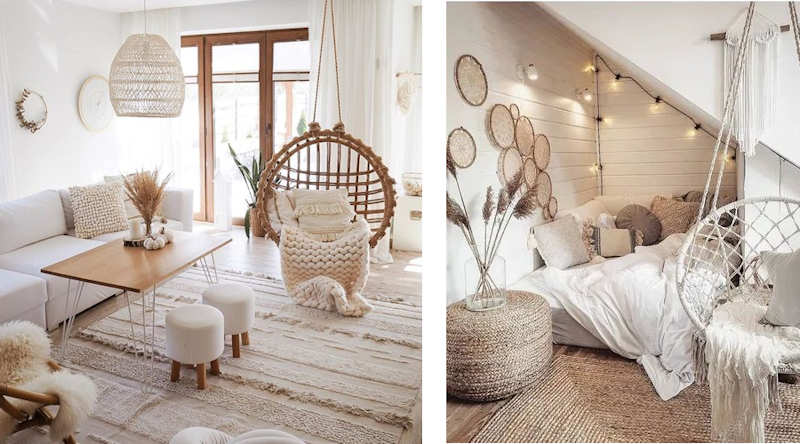 Wood and jute on winter white